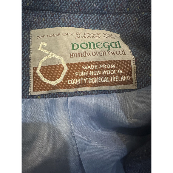 Donegal Wool Handwoven Made in Ireland Tweed Blazer & Skirt Set Blue No Size - Picture 4 of 14